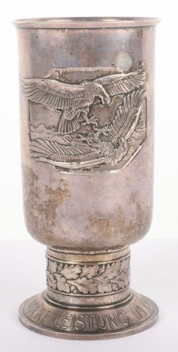 Historically Interesting Luftwaffe Silver Honour Goglet (Ehrenpokal) Awarded to a Crew Member of the Flight in which Famous Luftwaffe Pilot Werner Molders was Killed in 1941,