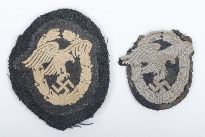 Two WW2 German Luftwaffe Observer Qualification Badges in Cloth - 2