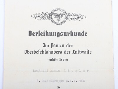 WW2 German Luftwaffe Award and Document Grouping to Leutnant Arnim Ziegler, Transport Pilot and Stalingrad Veteran - 5