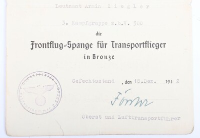 WW2 German Luftwaffe Award and Document Grouping to Leutnant Arnim Ziegler, Transport Pilot and Stalingrad Veteran - 6