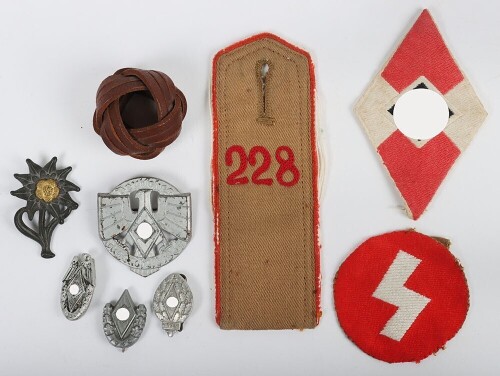 Selection of Hitler Youth and Deutsche Jungvolk Insignia and Badges.