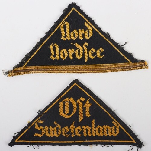 Third Reich Hitler Youth (Hitler Jugend) District Triangles &ldquo;Nord Nordsee&rdquo; and &ldquo;Ost Sudetenland&rdquo;
