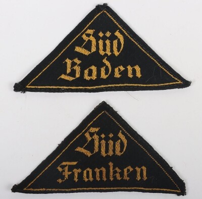Third Reich Hitler Youth (Hitler Jugend) District Triangles &ldquo;S&uuml;d Baden&rdquo; and &ldquo;S&uuml;d Franken&rdquo;
