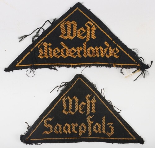 Third Reich Hitler Youth (Hitler Jugend) District Triangles &ldquo;West Niederlande&rdquo; and &ldquo;West Saarpfalz&rdquo;