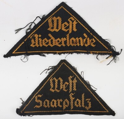Third Reich Hitler Youth (Hitler Jugend) District Triangles &ldquo;West Niederlande&rdquo; and &ldquo;West Saarpfalz&rdquo;