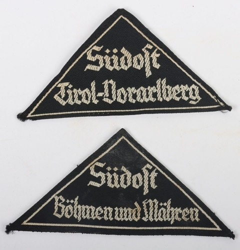 Third Reich Hitler Youth / BDM (Girld Organisation) District Triangles &ldquo;S&uuml;dost Tirol-Vorarlberg&rdquo; and &ldquo;S&uuml;dost B&ouml;hmen und M&auml;hren&rdquo;.
