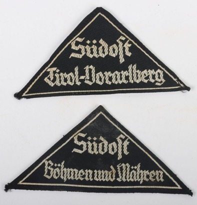 Third Reich Hitler Youth / BDM (Girld Organisation) District Triangles &ldquo;S&uuml;dost Tirol-Vorarlberg&rdquo; and &ldquo;S&uuml;dost B&ouml;hmen und M&auml;hren&rdquo;.