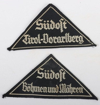 Third Reich Hitler Youth / BDM (Girld Organisation) District Triangles &ldquo;S&uuml;dost Tirol-Vorarlberg&rdquo; and &ldquo;S&uuml;dost B&ouml;hmen und M&auml;hren&rdquo;.
