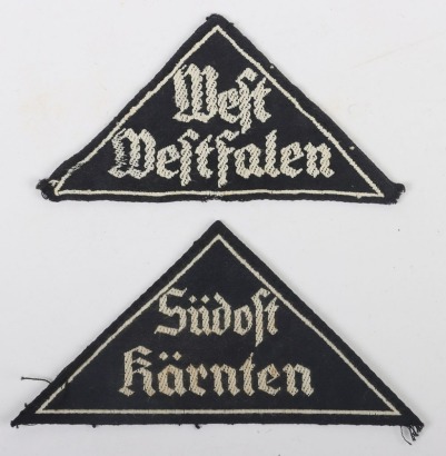 Third Reich Hitler Youth / BDM (Girld Organisation) District Triangles &ldquo;West Westfalen&rdquo; and &ldquo;S&uuml;dost K&auml;rnten&rdquo;
