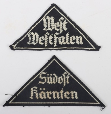 Third Reich Hitler Youth / BDM (Girld Organisation) District Triangles &ldquo;West Westfalen&rdquo; and &ldquo;S&uuml;dost K&auml;rnten&rdquo;