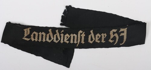Third Reigh Hitler Youth (Hitler Jugend) &ldquo;Landdienst der HJ&rdquo; Cuff Title