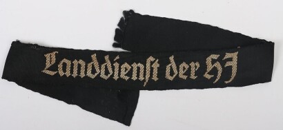 Third Reigh Hitler Youth (Hitler Jugend) &ldquo;Landdienst der HJ&rdquo; Cuff Title
