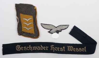 Small Luftwaffe Grouping with &ldquo;Geschwader Horst Wessel&rdquo; Cuff Title and Insignia