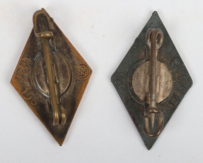 Two Third Reich Hitler Youth (Hitler Jugend) Membership Diamond Badges - 3