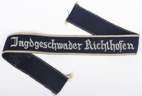 WW2 German Luftwaffe &ldquo;Jagdgeschwader Richthofen&rdquo; Uniform Cuff Title for Officers