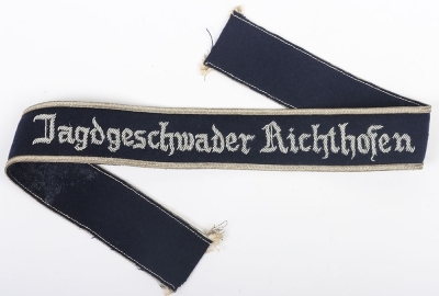 WW2 German Luftwaffe &ldquo;Jagdgeschwader Richthofen&rdquo; Uniform Cuff Title for Officers