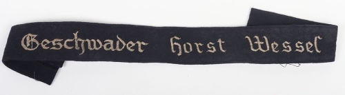 WW2 German Luftwaffe &ldquo;Geschwader Horst Wessel&rdquo; Uniform Cuff Title