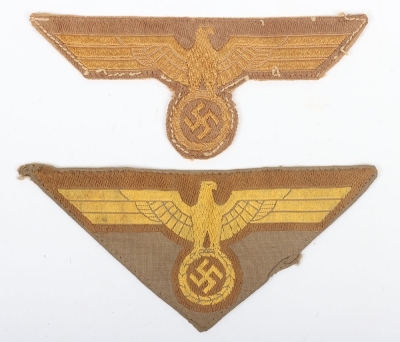 2x WW2 German Kriegsmarine Tropical Pattern Tunic Breast Eagles - 2