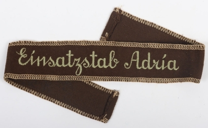 Rare WW2 German Kriegsmarine Tunic Cuff Title &ldquo;Einsatzstab Adria&rdquo;.