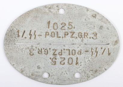 WW2 German Waffen-SS Identity Disc (Dog Tag) 1/SS. Police Panzer Grenadier Regiment 3,