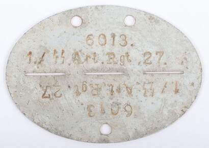 WW2 German Waffen-SS Identity Disc Artillery Regiment 27