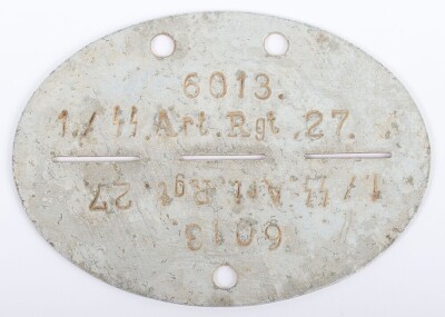 WW2 German Waffen-SS Identity Disc Artillery Regiment 27