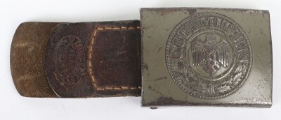 WW2 German Army Belt Buckle with 1940 Dated Leather Tab - 2