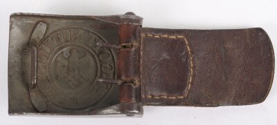 WW2 German Army Belt Buckle with 1940 Dated Leather Tab - 4
