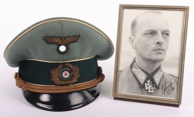 WW2 German Army Generals Peaked Cap Reputed to have Belonged to Generalleutnant Wilhelm-Francis Ochsner, Recipient of the Knights Cross of the Iron Cross,