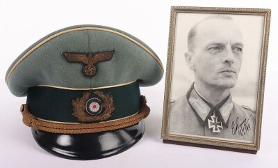 WW2 German Army Generals Peaked Cap Reputed to have Belonged to Generalleutnant Wilhelm-Francis Ochsner, Recipient of the Knights Cross of the Iron Cross, - 2