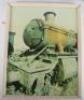 A framed print of an 18th century scene of steam locomotive and carriages in rural scene - 3