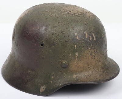 WW2 German Luftwaffe Field Division Normandy Camouflaged Steel Combat Helmet - 2