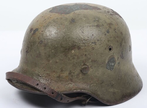 WW2 German M-40 Camouflaged Steel Combat Helmet