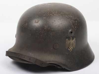 WW2 German Army (Heer) M-40 Single Decal Steel Combat Helmet - 2