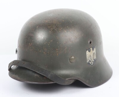 WW2 German Army (Heer) M-40 Single Decal Steel Combat Helmet - 2