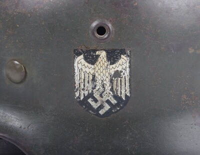 WW2 German Army (Heer) M-40 Single Decal Steel Combat Helmet - 3