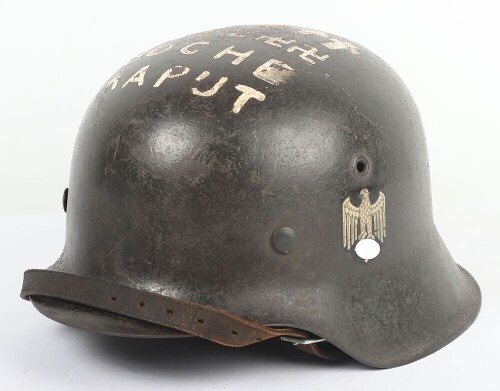 WW2 German M-42 Captured Combat Helmet 'BOCHE KAPUT'