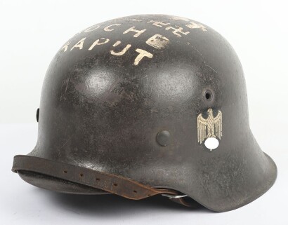WW2 German M-42 Captured Combat Helmet 'BOCHE KAPUT'