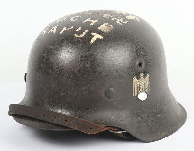 WW2 German M-42 Captured Combat Helmet 'BOCHE KAPUT'
