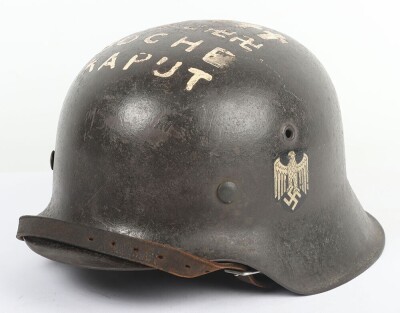 WW2 German M-42 Captured Combat Helmet 'BOCHE KAPUT' - 7