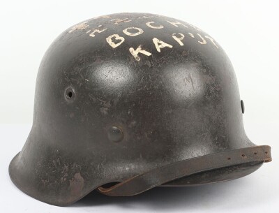 WW2 German M-42 Captured Combat Helmet 'BOCHE KAPUT' - 9