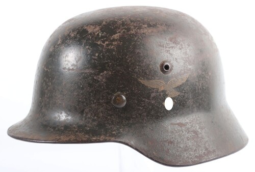WW2 German Luftwaffe M35 Double Decal 'Droop Tail' Steel Helmet.