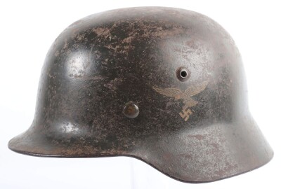 WW2 German Luftwaffe M35 Double Decal 'Droop Tail' Steel Helmet. - 2