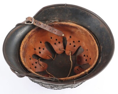 WW2 German Luftwaffe M40 Camouflaged Helmet with Wire Basket. - 12
