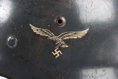 WW2 German Luftwaffe M35 Double Decal Steel Helmet. - 4