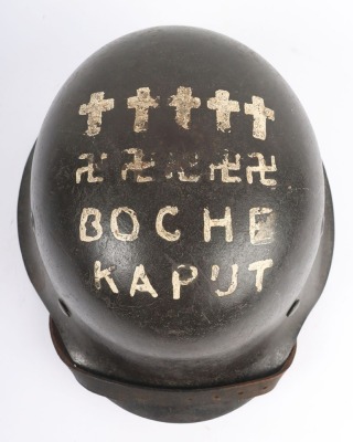 WW2 German M-42 Captured Combat Helmet 'BOCHE KAPUT' - 4