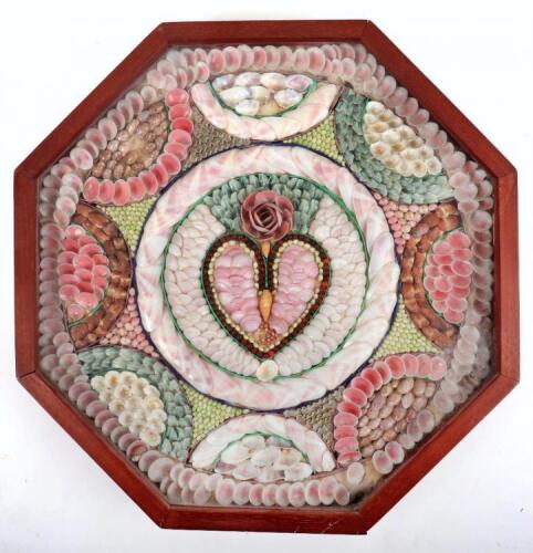 An early 19th century sailor’s shell valentine of typical octagonal form