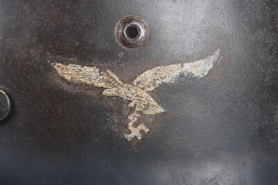 WW2 German Luftwaffe M35 Double Decal Helmet Shell. - 4