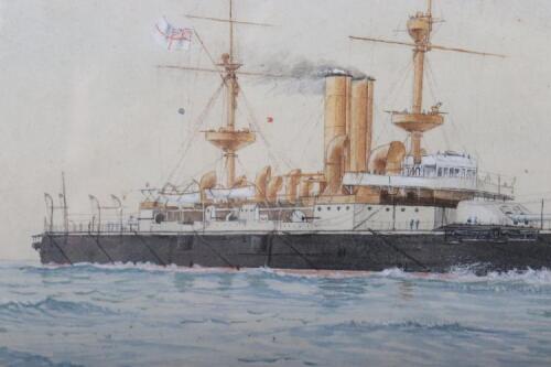 Two Nautical watercolours by R. Gurnell, HMS Martin and HMS Barfleur