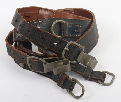 WW2 German Black Leather Y Straps.